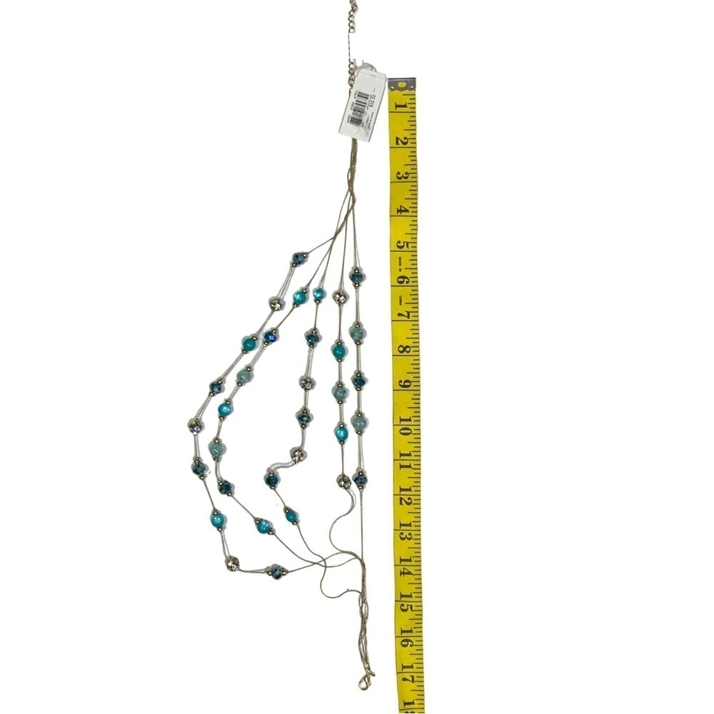 Glass Bead Crystal Necklace Cascade 5 Layer Faceted Sparkly By M. Haskell Blues - Picture 3 of 16